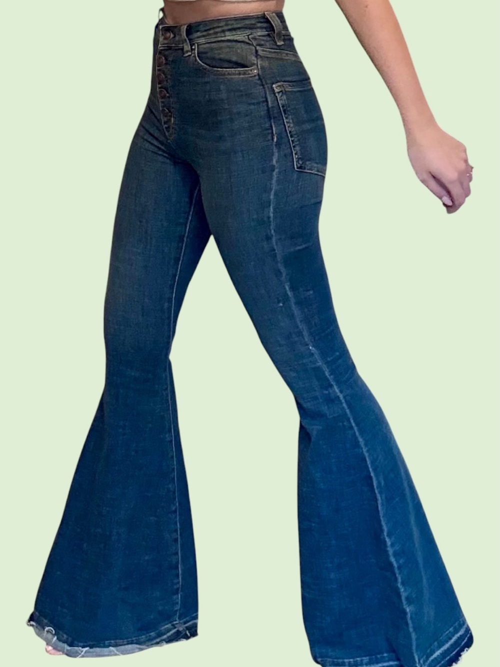 High-Waist Dark Blue Flare Jeans